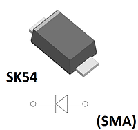 Диод SK54 (SMA) 5A 40V Шоттки