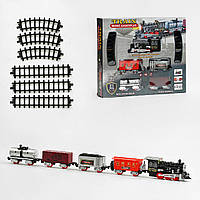 Детская железная дорога игрушечная B 0314, со звуком и светом на батарейках, 4 вагона