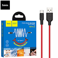 Кабель Hoco USB - Type-C 1метр 3A силикон X21 Plus Red
