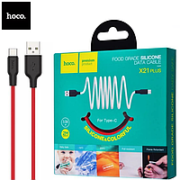 Кабель Hoco USB Type-C 2метра 3A силикон X21 plus Red