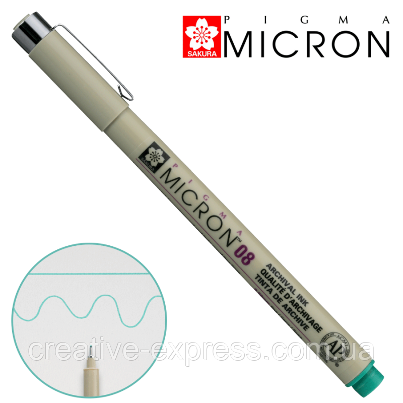 Лінер PIGMA Micron (0.8), 0,5мм, Зелений, Sakura