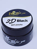 Гель-паста объемная краска для росписи ногтей 2-Д Gel paste 2D Nice for you чорная 5 г