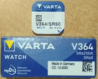 Часовая батарейка VARTA 364 (SR-621SW, SR-60) AG1 1х1шт /1/10шт.