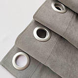 Комплект штори на сірих люверсах 2 шт 140х250 см мікровелюр Сіро-бежевий, фото 3