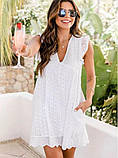 Сукня жіноча літня бавовняна з мереживом. Сарафан із прошви легкий на літо Плаття(білий), фото 3