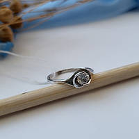 Кольцо серебряное женское колечко вставка куб.цирконий 16 размер серебро 925 покрыто родием 35053 1.05г