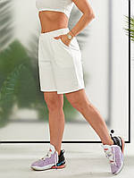 Трикотажні жіночі літні білі шорти великих розмірів (р.50-54). Арт-2561/3