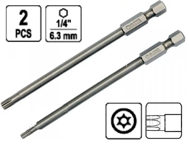 Набір насадка викрутки біта TORX SECURITY T15/T27х100мм YATO YT-0491