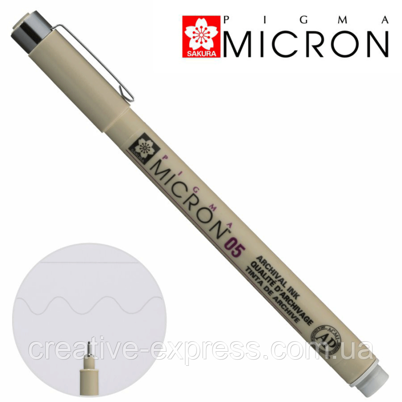 Лінер PIGMA MICRON (0.5), 0,45мм, Сірий, Світлий, Sakura