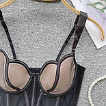 Жіночий корсетний топ бюстьє із сітки на тонких бретелях з контрастними чашками (р. S-M) 77171120, фото 3