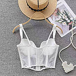 Жіночий корсетний топ бюстьє із сітки на тонких бретелях з контрастними чашками (р. S-M) 77171120, фото 7