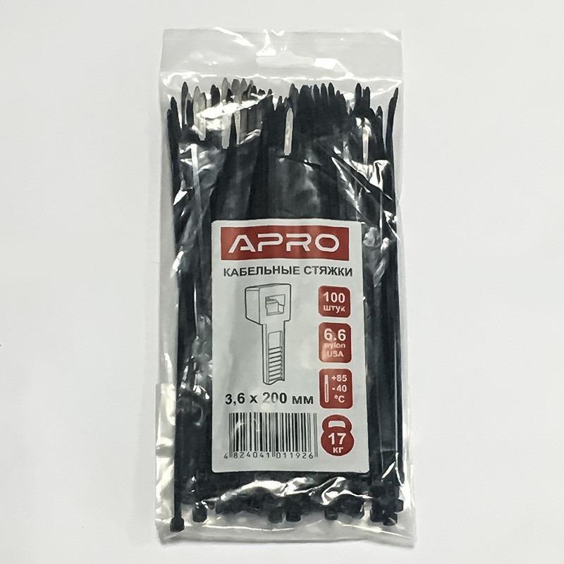 Хомут пластиковий APRO 3*200 чорний