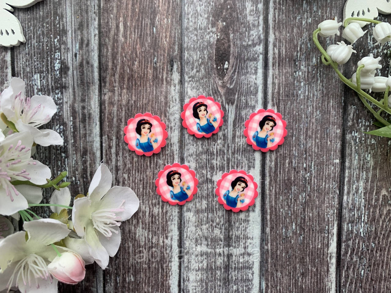 Кабошон "Софія в рожевому колі оздобленні " 2.2 см, 20 шт/уп. оптом, фото 1