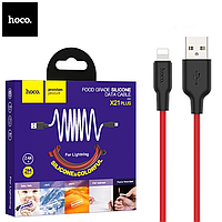 Кабель Hoco USB - Lightning 2метра 2.4А силикон X21 Plus Red