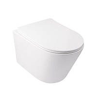 Унитаз безободковый настенный Qtap Swan с сиденьем Soft-close QT16335178W навесной из белой керамики