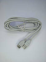 Удлинитель USB штекер A - гнездо А, v.2.0, диам.- 4,5мм, 3 метра, серый.