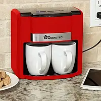 Автоматическая кофемашина с двумя чашками в комплекте Domotec MS-0705, машина для кофе капельная цвет Красный
