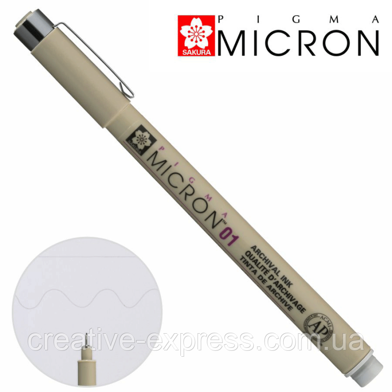 Лінер PIGMA MICRON (0.1), 0,25мм, Сірий, Світлий, Sakura