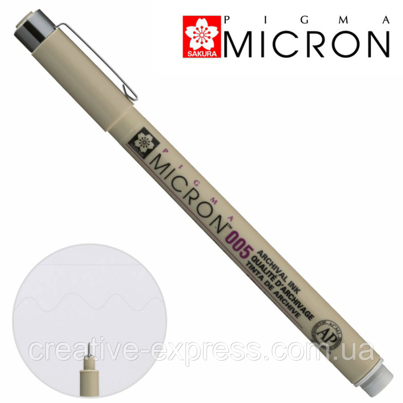 Лінер PIGMA MICRON (0.05), 0,2мм, Сірий, Світлий, Sakura