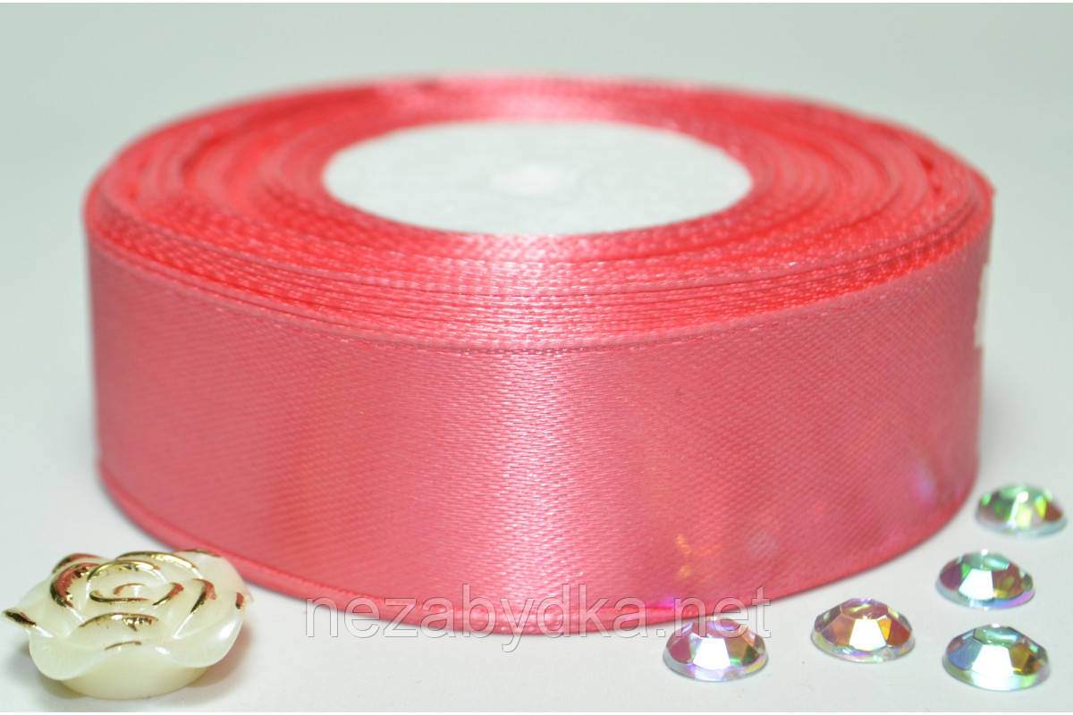 Стрічка атлас коралова 2,5 см, фото 1