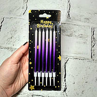 Набір свічок для торту Градієнт 6 шт Фіолетові MR22-115-4