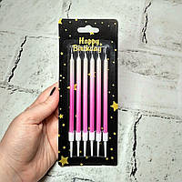 Набір свічок для торту Градієнт 6 шт Рожеві MR22-115-3