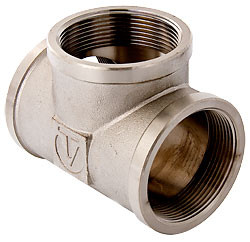 Трійник латунний нік. Valtec різьблення вн.-вн-вн. 1/2"