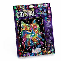 Мозаика из цветных кристаллов: CRYSTAL MOSAIC CRM-01-02 Кот усатый 21х30 см TM Danko Toys