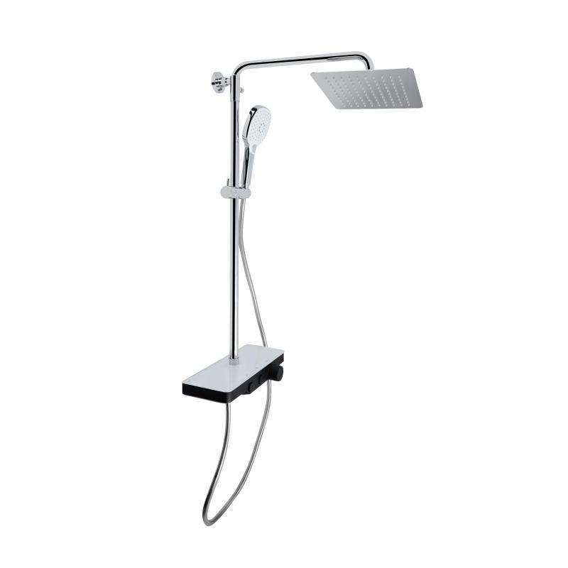 Душова система з термостатом Qtap Sloup 57T105VNKCB настінний душовий комплект з полицею