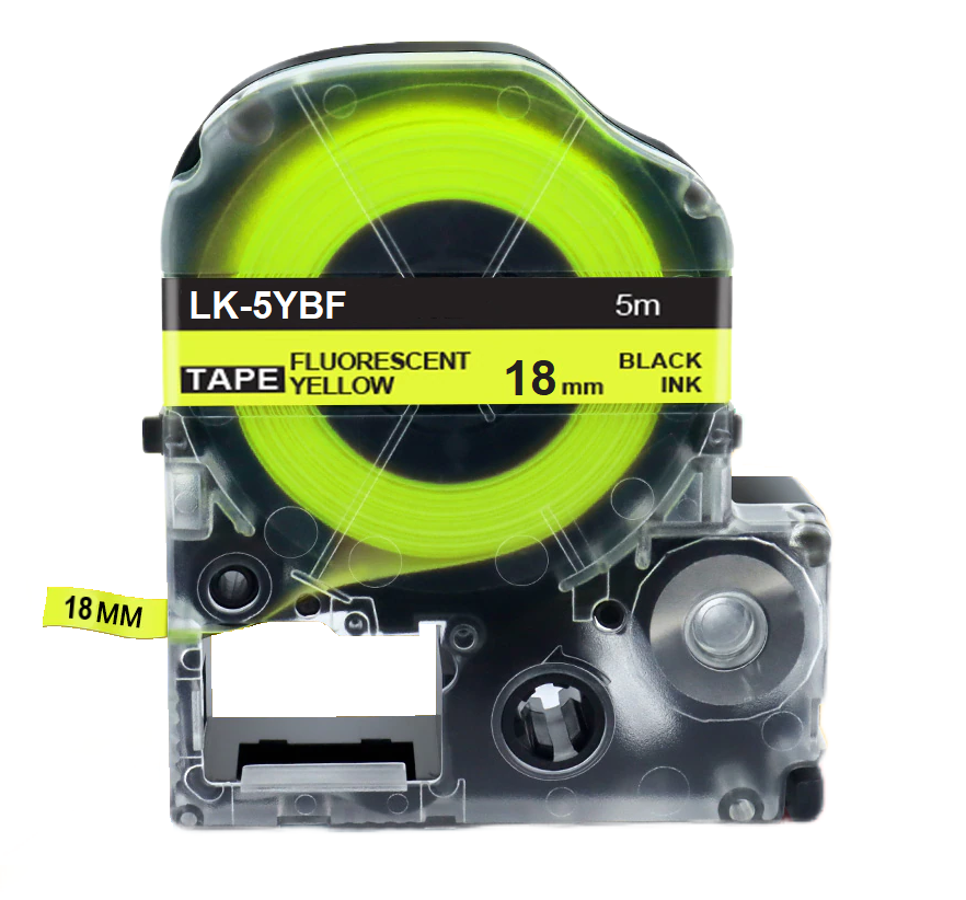 Картридж з флуоресцентною стрічкою для принтера Epson LabelWorks LK5YBF 18 мм 5 м Чорний/Жовтий