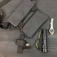 Набір 2 В1. Шкіряна сумка з кобурою + ліхтарик професійний NF-782 POLICE BL-X71-P50