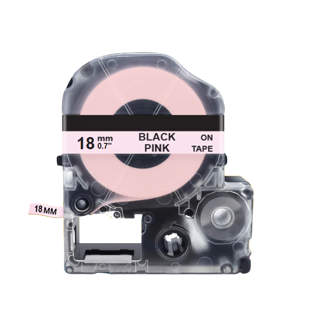 Картридж з сатиновою стрічкою для принтера Epson LabelWorks LK5PBK 18 мм 5 м Чорний/Рожевий