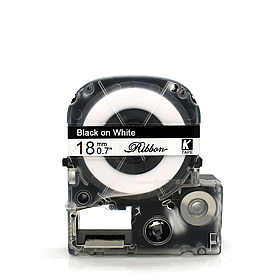 Картридж з сатиновою стрічкою для принтера Epson LabelWorks LK5WBK 18 мм 5 м Чорний/Білий