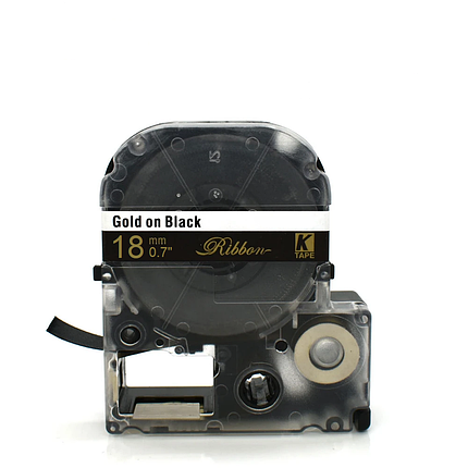 Картридж з сатиновою стрічкою для принтера Epson LabelWorks LK5BKK 18 мм 5 м Золотистий/Чорний, фото 2