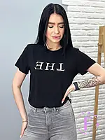 Трикотажна жіноча футболка чорного кольору