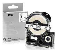 Картридж с термоклейкой лентой Iron-on для принтера Epson LabelWorks LK3WBQ 9 мм 5 м Черный/Белый