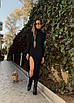 Жіноча довга сукня міді (чорна, шоколадна) з розрізом на стегні, фото 2