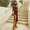 Жіноча довга сукня міді (чорна, шоколадна) з розрізом на стегні, фото 5