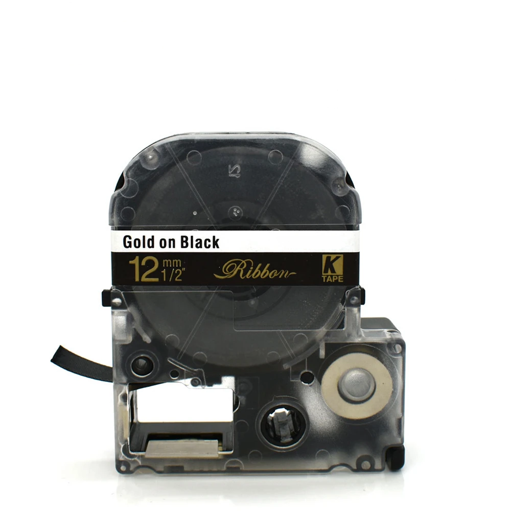 Картридж з сатиновою стрічкою для принтера Epson LabelWorks LK4BKK 12 мм 5 м Золотистий/Чорний
