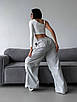 Жіночі широкі штани карго із затяжками з плащової тканини (42-46 розмір) молочні, сірі, оливкові, фото 5