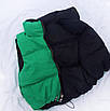Двостороння весняна жіноча жилетка (чорно-зелена, бежево-жовтогаряча) плащівка + синтепон 200, фото 2
