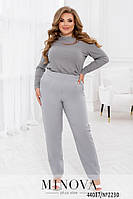Сірі прямі брюки жіночі з високою талією, великих розмірів від 50 до 68