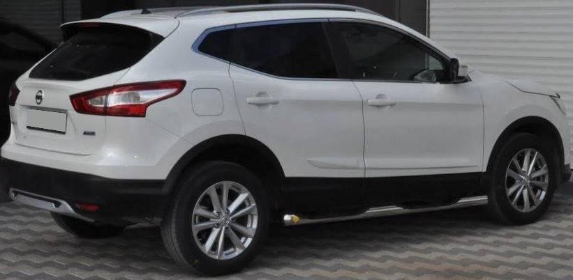 Бічні пороги труби D60 на Nissan Qashqai 2 2014-2021 Пороги труба з проходом для Нісан Кашкай, фото 1