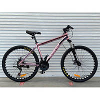 Спортивный двухколесный велосипед TopRider 680, розовый 26 дюймов, алюминиевый (ORIGINAL SHIMANO)
