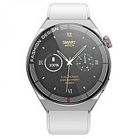 Смарт часы мужские (круглые) с белым ремешком | Borofone BD2 (серый)