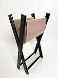 Підставка для сумки, чорний каркас з велюровим пудровим текстилем, фото 3