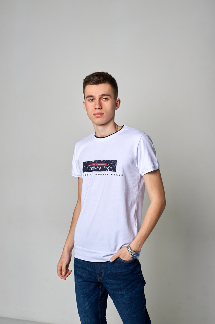 Чоловіча футболка, білого кольору - фото 1 - id-p1838696065