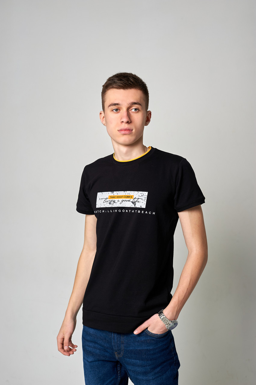 Чоловіча футболка, чорного кольору - фото 1 - id-p1838686825