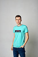 Чоловіча однотонна футболка, бірюзового кольору