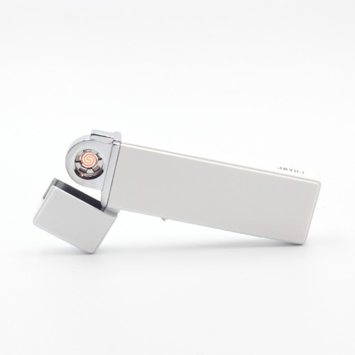 Безпламна запальничка SLIM DOUBLE USB, спіраль, біла